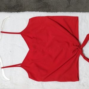 Red Loved 2 Be Loved Summer Top w/ Spaghetti Straps and Tie at Waist sz Medium